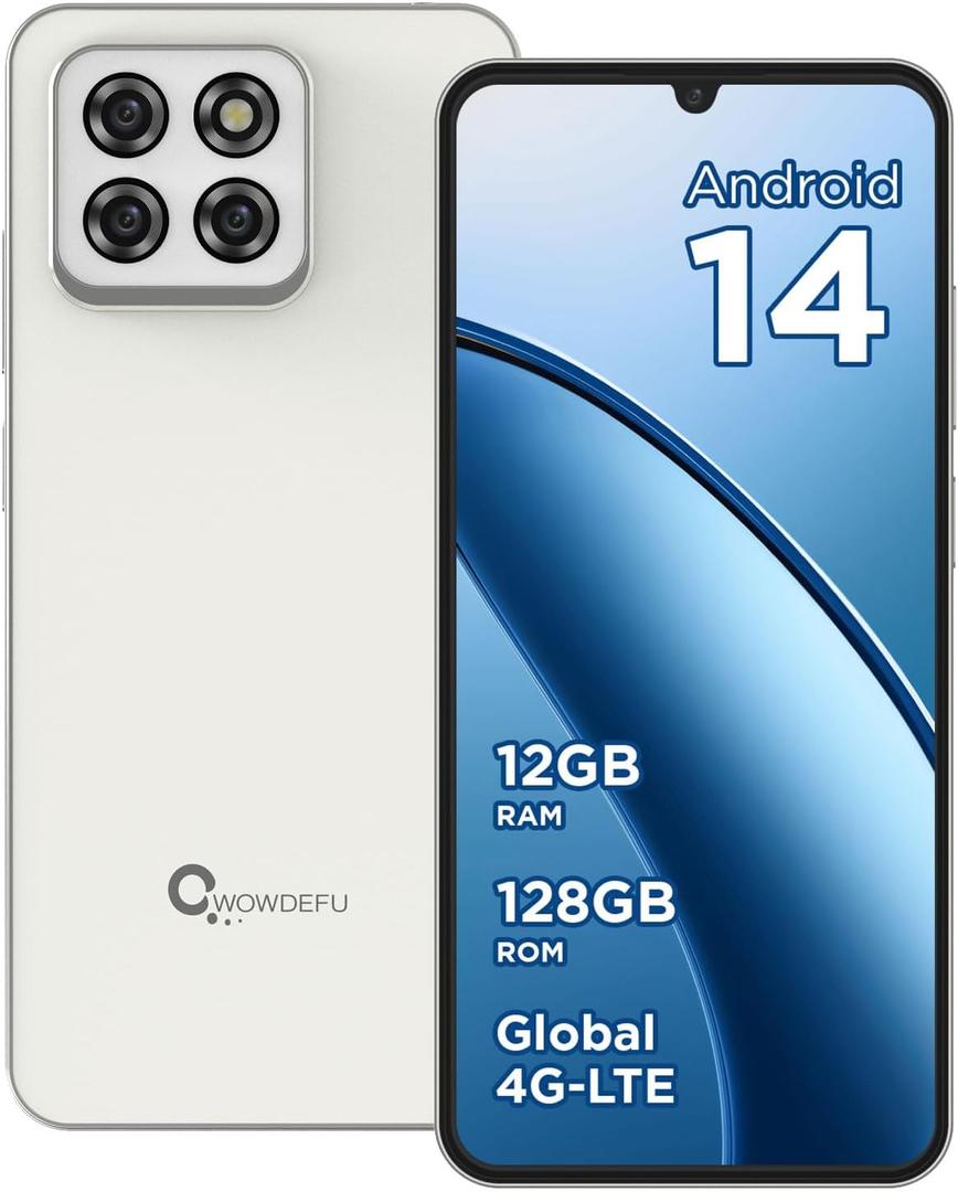 Android 14 Unlocked Cellphone,12GB+128GB expandable Mobile Phone Without Contract Smartphone,Octa Core 6.75 "FHD+Glass Screen,16MP+24MP Camera,4G Dual SIM Phone,Face ID/NFC/GPS/OTG 2025 silver