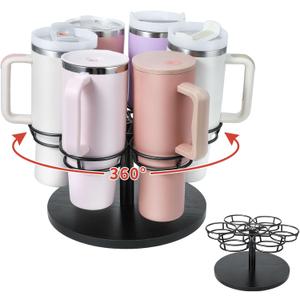 Water Bottle Organizer Compatible for Stanley 40 oz Tumbler, 6 Slots Rotatable Cup Organizer Holder, Kitchen Water Bottle Storage Compatible for Stanley Cup Accessories, Great for Gift