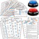 School Party Friendly Feud Game with 2 Answer Buzzers, Team Building Class Reunion Feud Cards for School Game Night Fun Trivia Quiz for Students Teachers Groups Holiday Gatherings