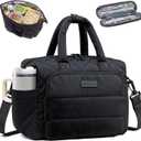 LOVEVOOK Insulated Lunch Bag Women,Puffer Lunch Cooler Box with Utensil Bag