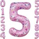 40 Inch Unicorn Number 5 Balloon 5th Unicorn Birthday Decorations for Girls Magical Party Supplies 5