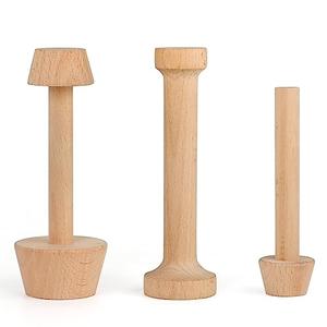 Cyimi 3 Pcs Wooden Tart Tamper Set, Double Side Pie Pastry Dough Tampers, DIY Cake Egg Tart Pan Mold Presser Baking tool for Mini Egg Tart Shells,Pastry, Cheesecake, Mini Pie and Dessert Baking