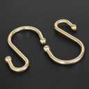 Shower Curtain Hooks, Set of 12 Rust Proof S Shaped Decorative Shower Curtain Rings,Multi-Purpose Hangers S Hooks (Gold)