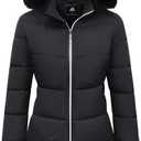 MOERDENG Women's Winter Windproof Warm Down Coats Waterproof Thicken Hooded fashions Puffer Jacket (Large, Black)