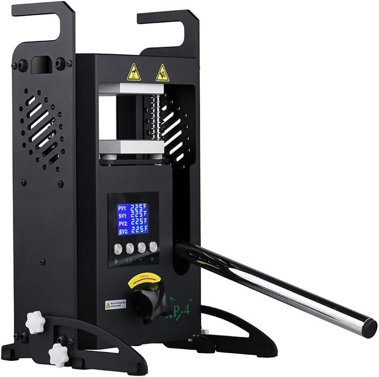 4T Hydraulic Heat Press Machine with Dual Heating Plates 4x4 Inches and Precise Digital Temperature Control LCD Screen for Homeuse Portable Manual Heat Pressing Machine