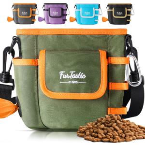 Dog Treat Pouch with Quick-Release Magnetic Closure, 3-Way Wear Treat Bags, 900D Waterproof Fabric, 4 Storage Spaces, Treat Pouch for Pet Training Walking (Green)