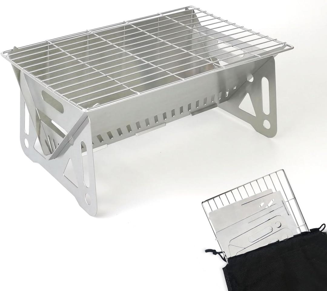 Mini Portable Charcoal Grill,Small BBQ Grill Tabletop Fire Pit for Camping Patio Outdoor Stainless Steel Camping Folding Barbecue Grills Backpacking Grills