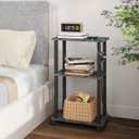 TUTOTAK Small Narrow Side Table with Charging Station, Set of 2, Skinny End Table for Small Spaces, Slim Nightstand with USB Ports and Outlet,Sofa Beside Table with Wheels, Charcoal Grey TB01BY047