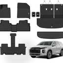 Floor Mats &Trunk Mat for 2020-2024 2025 Hyundai Palisade with Backrest Mat All Weather TPE Rubber Cargo Liner Back Seat Cover 3rd Row for 2024 Hyundai Palisade Accessories