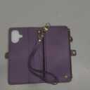 Defencase Compatible with iPhone 16 Case Wallet with RFID Blocking Card Holder for Women and Men, Fashion PU Leather Magnetic Snap Flip Zipper Strap Wallet Phone Case for iPhone 16 6.1", Purple