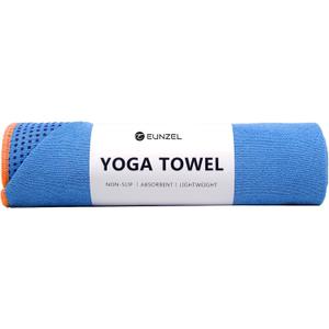 Eunzel Hot Yoga Towel - Microfiber Non Slip Yoga Mat Towel with Grip Dot Sweat Absorbent Towel for Hot Yoga, Pilates and Fitness 72" x 24", Blue/Orange
