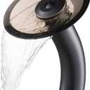 KRAUS Tall Waterfall Bathroom Faucet for Vessel Sink with Clear Brown Glass Disk, Oil Rubbed Bronze KGW-1700ORB-BRCL