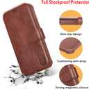 VANAVAGY Compatible for iPhone 13 Pro Wallet Case for Magsafe Wireless Charging, PU Leather Flip Folio Phone Case with Wrist Strap RFID Blocking Card Holder Screen Protector,Brown