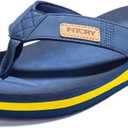 FITORY Men's Flip-Flops, Thongs Sandals Comfort Slippers for Beach 7, Blue/Yellow