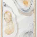 iHery Natural OAK Wood Abstract Coastal Oyster Framed Wall Art, 12x16 in Canvas Wall Art Hamptons Style Beach House Decor, Abstract Bathroom Decor Set of 1 For Bedroom Living Room