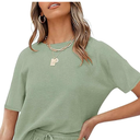 MEROKEETY Women's Sleeve Waffle Pajama Lounge Top, XL
