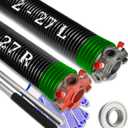 Garage Door Torsion Spring Set, Pair of 2" Electrophoresis Coated Garage Door Spring Replacement with 2 Non-Slip Winding Bars and Bearing, Minimum 16000 Cycles (.243x2x27)
