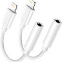Lighning to 3.5mm Headphone Jack Adapter - Audio Adapter for iPhone Aux Converter Dongle Audio Cable Compatible with iPhone 14 Pro Max/14 13 12 11 X XS 8 7 Apple MFi Certified (White)