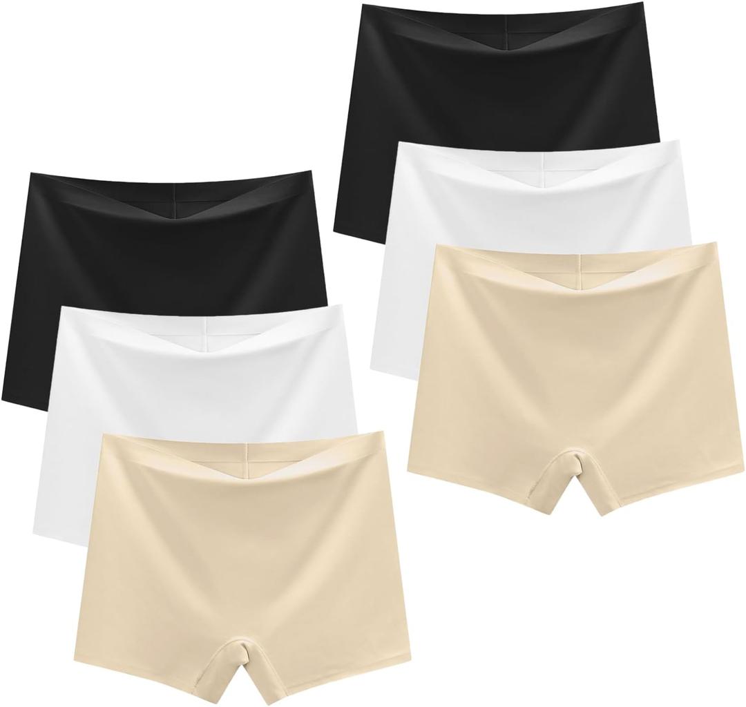 Teen Girls Seamless Boyshorts Underwear No Show Underpants Zero Feel Safety Panties for Dress Age 8-18 (10-12 Years, Multicolor 2)