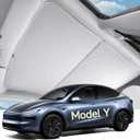Roof Sunshade for Model Y Juniper 2025 2026 |No Gaps, No-Sagging | Heat Insulation for Glass Roof | Foldable Sunroof Cover for Tesla Model Y Juniper Accessories, White