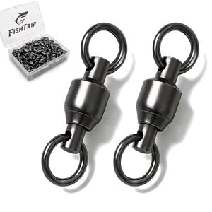 FishTrip 30 Pack Ball Bearing Fishing Swivels, High Strength Stainless Steel Swivels Fishing Tackle Solid Welded Rings Barrel Swivels Fishing Connectors for Saltwater Freshwater Size 0
