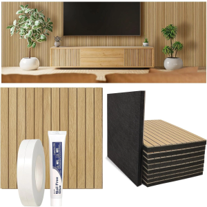 Aboofx 12 PCS Acoustic Panels for Wall, 11.8" x 11.8" SoundProof Wall Panels for Wall Paneling Peel and Stick Wallpaper, MDF 3D Wall Panels for Interior Decor, Cover 11.6 Sqft (Taupe)