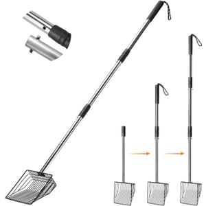 PETOCAT Cat Litter Scoop 43 inch Metal Litter Scooper with Stainless Steel Long Handle, Upgraded Large Kitty Box Scooper Heavy Duty Deep Shovel for Fast Sifting, Dog Waste Scooops for Outside Pet Poop