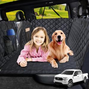 URPOWER XL Dog Back Seat Extender for Crew Cab Truck, Hard Bottom Dog Car Seat Cover Waterproof Dogs Car Hammock Pet Backseat Bed, Pet Truck Accessories for F150 / RAM 1500/ Tundra Crew Cab (Black)