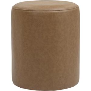 Get Set Style Modern Round Ottoman with Soft Padded Seat, Multifunctional Vanity Stool for Makeup, Upholstered Footrest Stool Ottoman Foot Stool for Living Room, Bedroom, Camel Brown