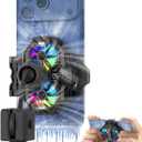 darkFlash Dual Core Phone Cooler with Clip, Cell Phone Fan with Screw, Phone Cooling Fan for Gaming and Live Streaming, Phone Radiator with RGB Light, Compatible with iPhone/Samsung/Android (DK-GS)