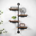 Industrial Pipe Shelving, Retro Rustic Wall Mounted Floating Shelves with Wood Planks for Bar, Kitchen, Living Room, Perfect for Home Decor and Organizing