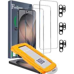 Ferilinso [Auto Dust Install] 3 Pack Screen Protector for Samsung Galaxy S26 Ultra, Military Grade Shatterproof, with 3Pack Tempered Glass Camera Lens Protector, Phone Case Friendly Accessories