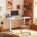 Huuger Electric Standing Desk with Power Outlets and USB-C Port, 47 X 24 Inch Height Adjustable Desk, Sit Stand Desk for Home Office, Computer & Gaming Desk with 4 Presets, Stable Steel Frame, White, 47.2 x 23.6 inch