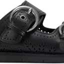 Earth Women's Footbed Slide Sandal (5, Black 001)