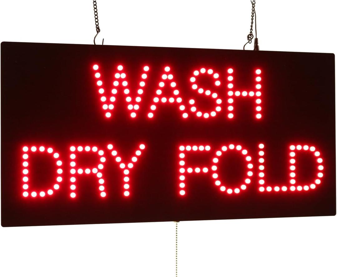 Wash Dry Fold Sign, 24"x12", 60x30cm, TOPKING, LED, Neon, Florescent, Signage, Signboard, Display, Billboard, Screen, Grand Opening, Gift