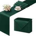Manyshofu Dark Green Satin Table Runner 12x108 - 12 Pieces | Satin Fabric, Seamless Design With Tight Stitching, Silky Surface, Low-Heat Wrinkle Recovery, For Weddings And Parties