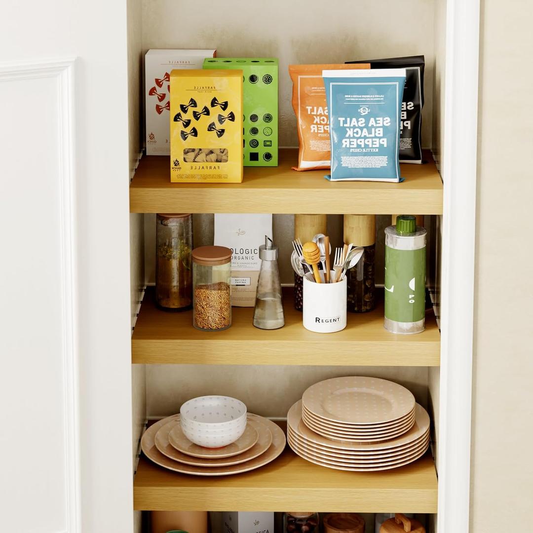 6 PCS Wire Rack Covers for Pantry Wood Grain, 24''W * 12''D(Ready to Use) Faux Wood Shelf Covers for Wire Shelving, Rustic Closet Shelves Covering Toppers, for Pantry, Bathroom, Kitchen, Garage