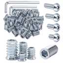 160 Sets of 1/4-20 x 10mm, 15mm, 20mm, 25mm Furniture Nuts, Threaded Wood Inserts, Bolts, Fasteners, connectors, Hexagonal Drive Screws and Nuts kit (160 Screws and 160 Nuts)