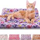 4 Pack Ultra Soft Dog Cat Bed Mat with Cute Prints Reversible Fleece Dog Crate Kennel Pad Cozy Washable Thickened Hamster Guinea Pig Pet Bed Mat for Small Animals(21 x 14 Inches,Vivid Color)