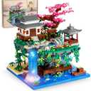 Peach Blossom Pond Micro Mini Building Blocks Set for Adults and Kids, Chinese Architecture Cherry Bonsai Gift Toys with String Lights, Japanese Flowers Tree House Micro Bricks (3320PCS)