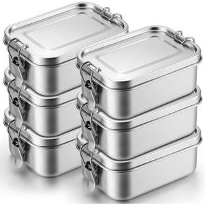 Umigy 6 Pcs Stainless Steel Bento Box 550ml Metal Lunch Box Food Storage Containers Metal Container, Lockable Clips to Leak Proof, Reusable Dishwasher Safe Lunch Snack Boxes for Work, School