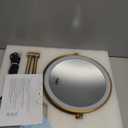 Rechargeable Wall Mounted Lighted Makeup Vanity Mirror 8 Inch Double Sided 1X 10X Magnifying for Bathroom, 3 Color Lighting, Touch Screen, 360 Rotation Shaving Brushed Antique Brass