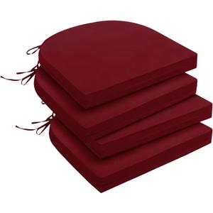 downluxe Outdoor Chair Cushions Set of 4 for Patio Furniture, Water-Resistant Patio Chair Cushions with Ties, High Density Foam Outdoor Seat Cushion, 17" X 16" X 2", Burgundy
