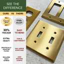 Rio Salto BRASS Metal Gold Toggle Light Switch Covers MID-SIZE Wall Plate Single Togle Switch Wallplate Decorative Wall Switch Plate Covers Brushed Brass Modern Linear (1-Gang Toggle 1-Pack)