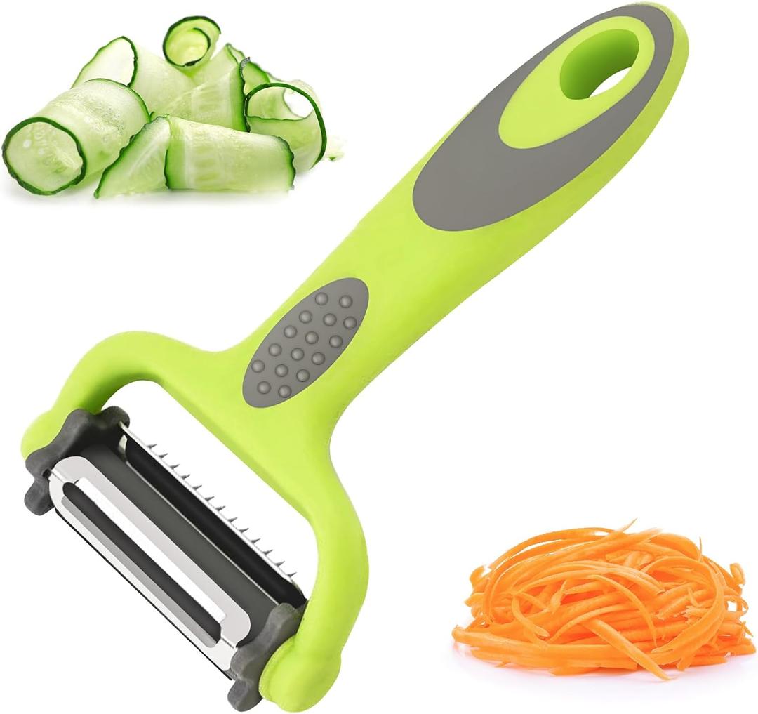Kitchen Vegetable Peeler, Fruit Carrot Zucchini Cucumber Vegetable, Y Vegetable Peeler 3-in-1 Serrated Blade and Standard Blade Rotation Design, Non-Slip Grip (Large)
