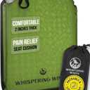 Whispering Winds Inflatable Seat Cushion - Comfortable Blow-up Foam Pad for Airplane, Travel, Stadium, Outdoors, Camping, Car & More (Large, Military Green - 1pack)