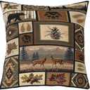 Deer Throw Pillow Cover Soft Square 22"x22" Retro Bear Wild Animal Cushion Case Home Decor Farmhouse Decor Grid Plaid Pillow Case Pillowcase for Couch Sofa Living Room Bedroom Bed Chair PACK OF 2