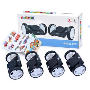 MAGBLOCK 4 Pcs Wheels Set for Hole Magnetic Building Blocks, Not for Non-Hole Magnetic Tiles, Wheel Bases for Kids Construction Magnet Toys - Build Trains, Cars, Trucks (Magnets Not Included)