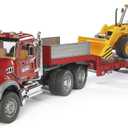 Bruder Toys 02813 Mack Granite Flatbed Truck with JCB Loader Backhoe, 36.8 x 7.3 x 10.4 inches