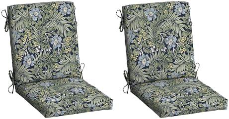 Arden Outdoor Dining Chair Cushion, 2-Pack, 20x44, Sapphire Morrison Floral | Rain-Proof Seat Pad, Fade-Resistant, Mold and Mildew Resistant 